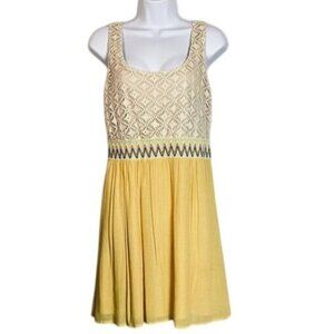 Lily Rose Yellow Sleeveless Crochet Top Boho Short Dress  Size L